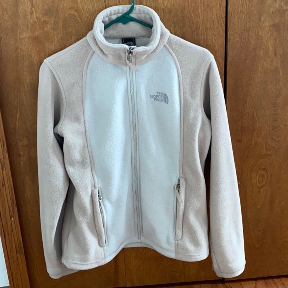 Ladies Beige/White Fleece Northface Jacket